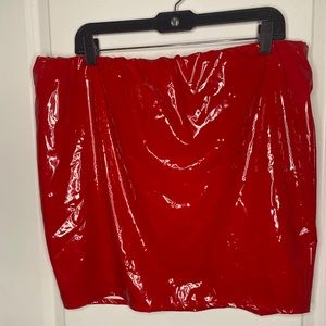 Red Latex Mini Skirt